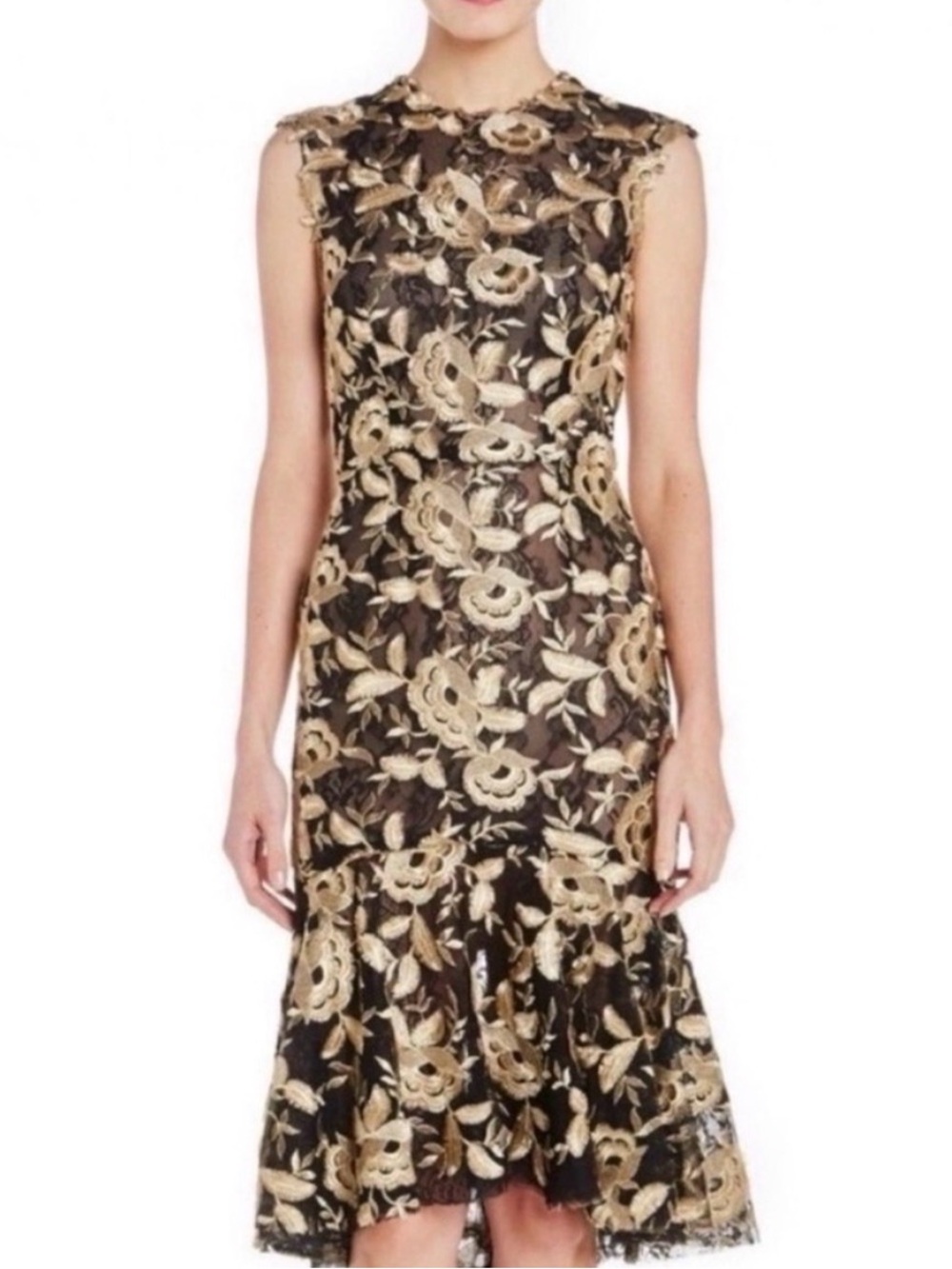 NWT Monique L’huillier Noir Embroidered Lace Dress- 4 - Picture 3 of 16
